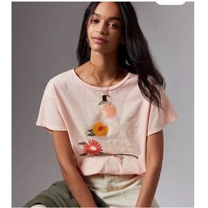 Midnight Rider X Anthropologie Peach Grow Your Way Graphic T-Shirt Size Small